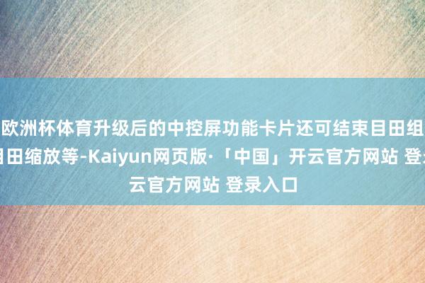 欧洲杯体育升级后的中控屏功能卡片还可结束目田组合、目田缩放等-Kaiyun网页版·「中国」开云官方网站 登录入口